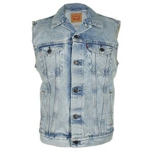 Levi's Mens Regular Fit Cut Off Denim Trucker Vest